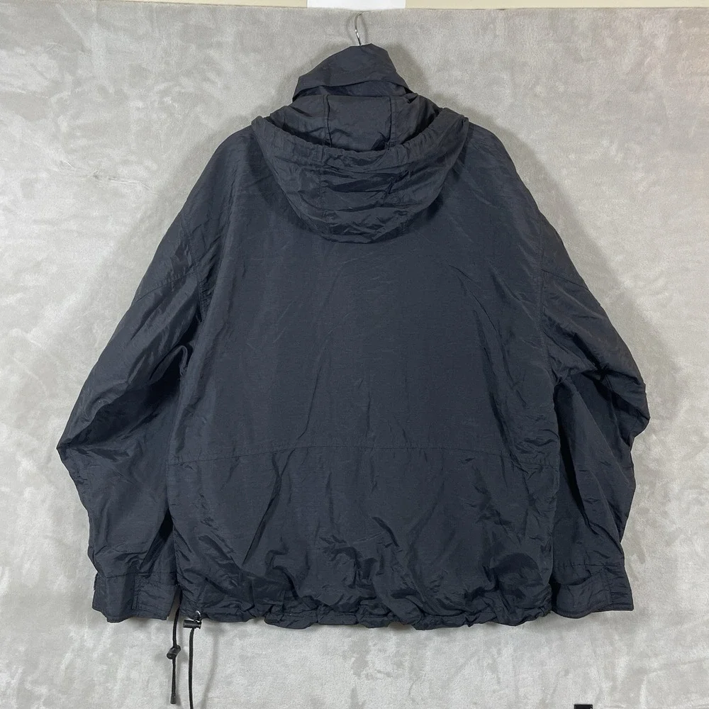 Vtg GAP Anorak Smock Jacket Mens Large Black Rain Ripstop Pullover Hooded Y2K